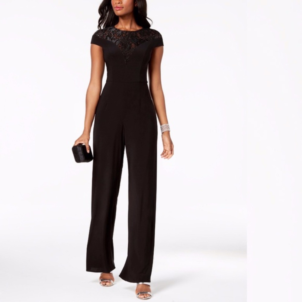 ADRIANNA PAPELL Sequined Jersey Jumpsuit